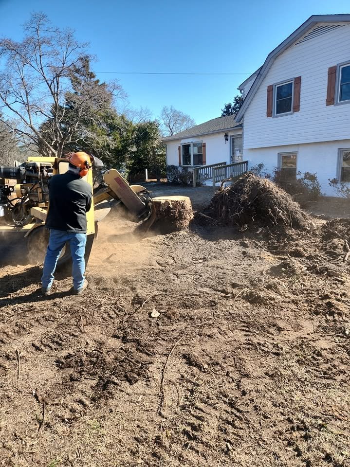 Epic Tree Trim operator grinding a stump